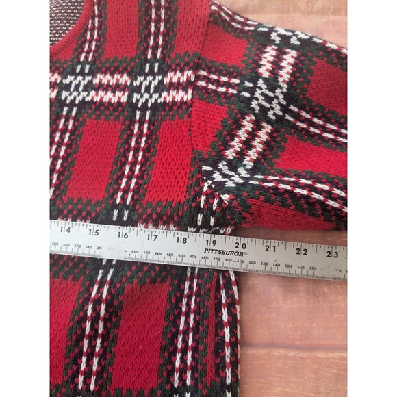 Plaid Cardigan Sweater Crystal Kobe Vintage Size S Ugly Christmas - Picture 6 of 8
